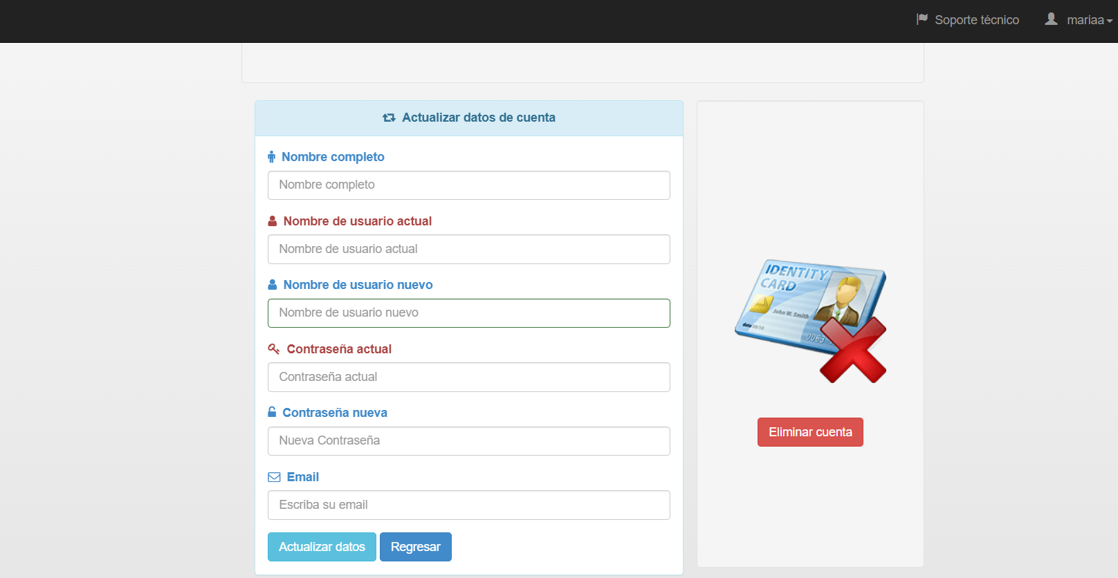 Configuración de usuario
